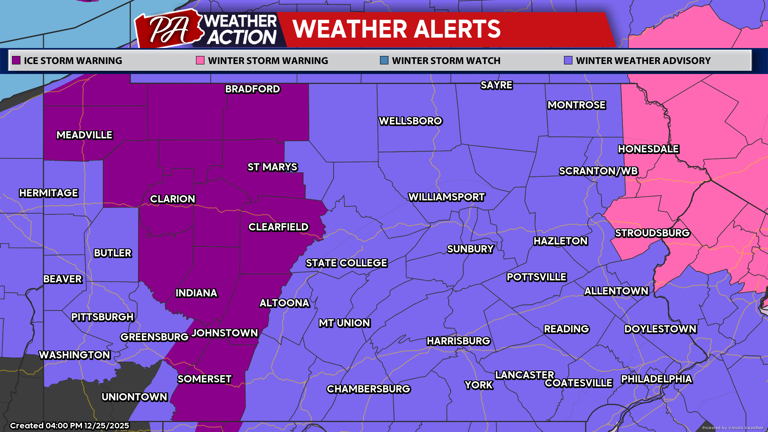 Final call forecast for snow & ice storm hitting Pennsylvania Friday