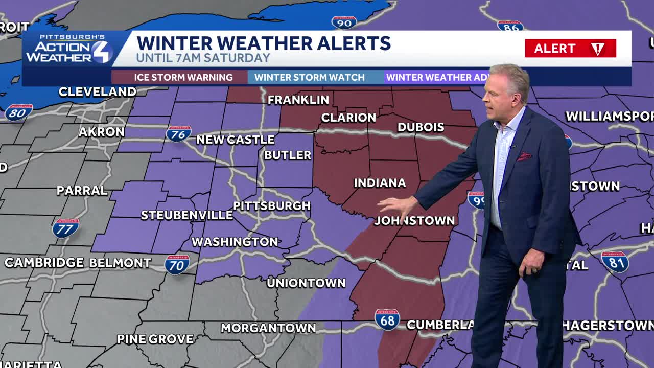 Ice storm warning & winter weather advisory in Pennsylvania