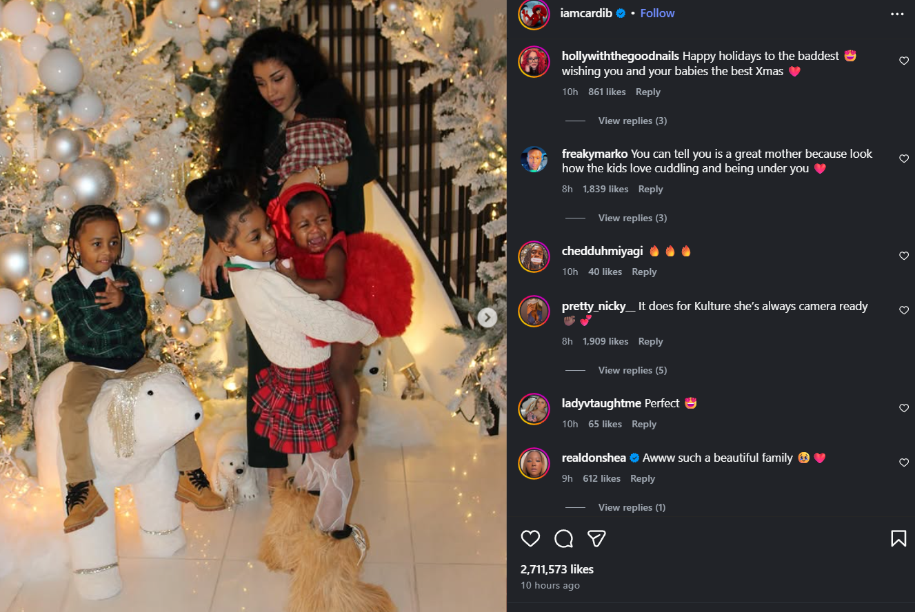 Christmas 2025: Rapper Cardi B celebrates the holiday in style as a ...
