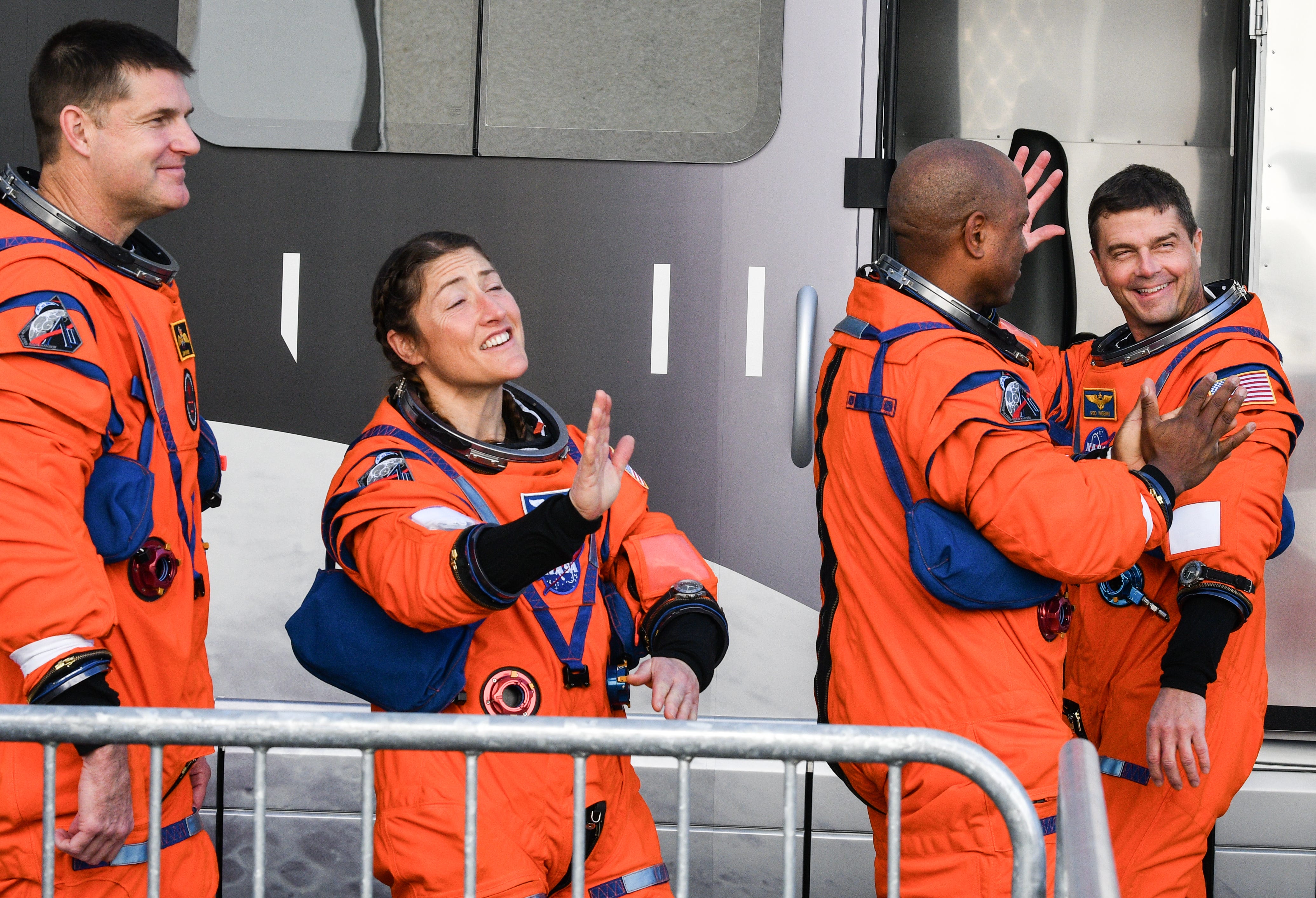 The crew of Artemis II (from left) Jeremy Hansen, Christina Koch, Victor Glover and Reid Wiseman leave crew quarters December 20, 2025 during their pre-launch rehearsal. Craig Bailey, FLORIDA TODAY via USA TODAY NETWORK