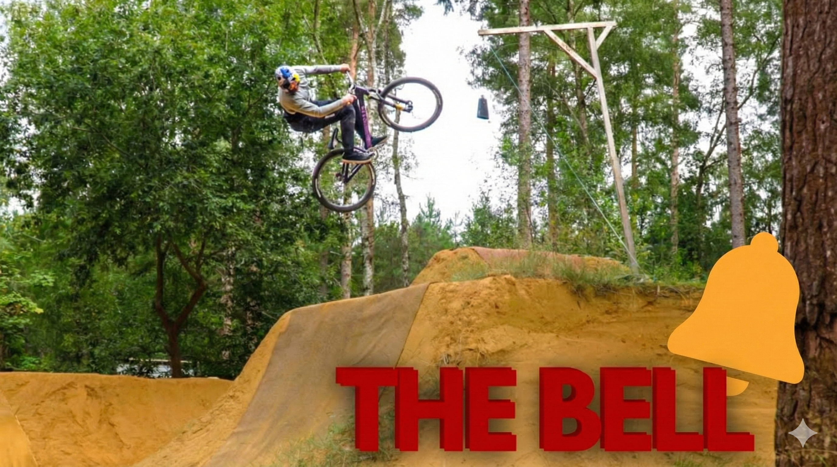 We set up a bell on a dirt jump… who can hit it?