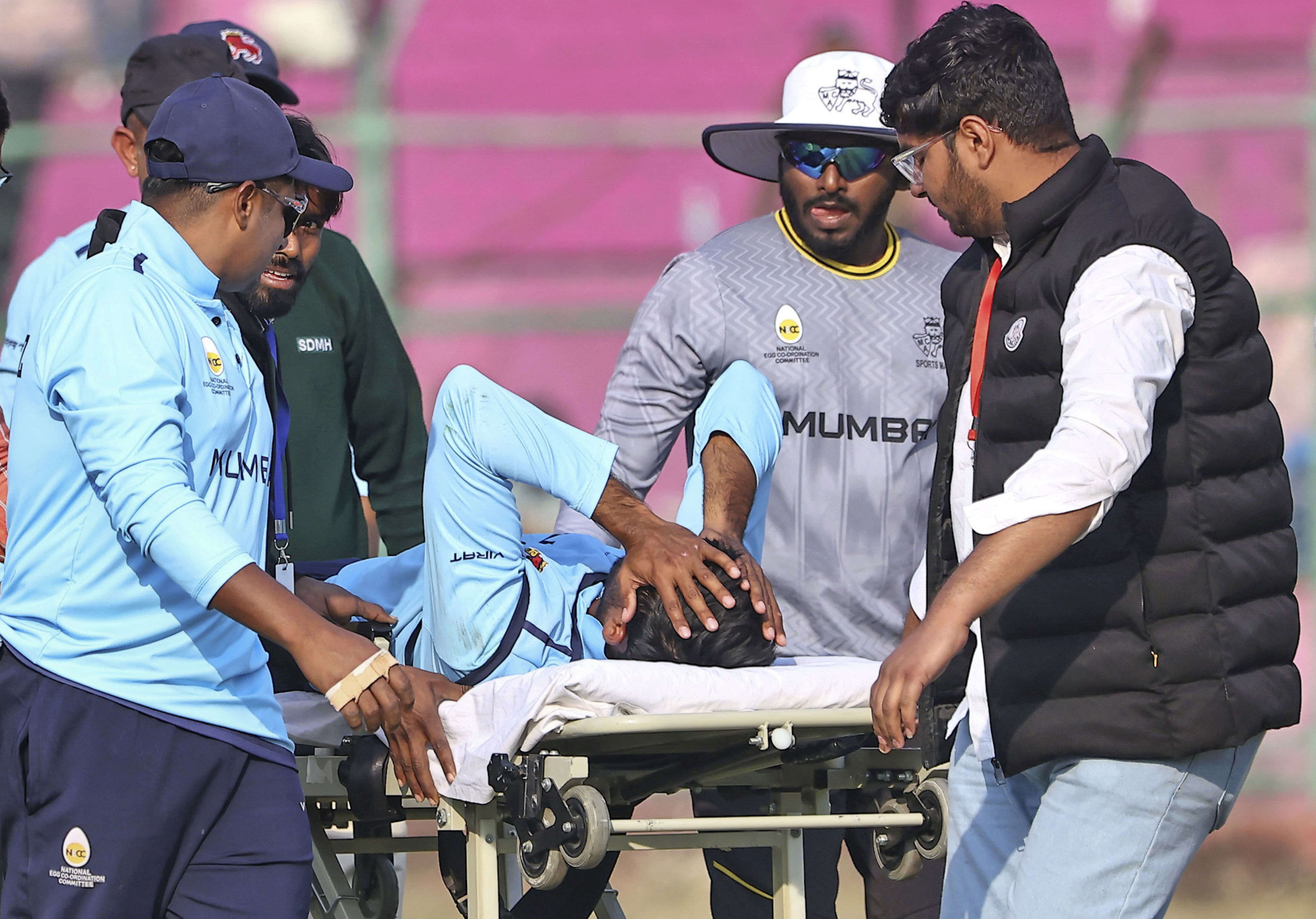 Mumbai batter Raghuvanshi rushed to hospital after on-field injury