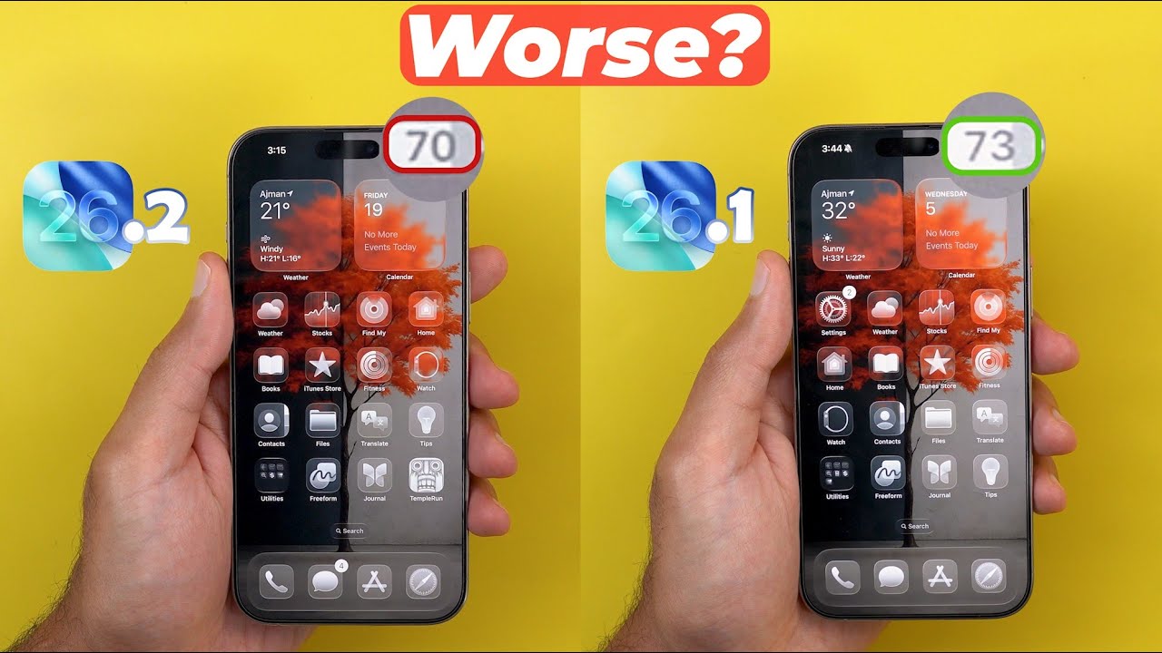 iOS 26.2 vs iOS 26.1 – Battery life got worse, but there’s a fix