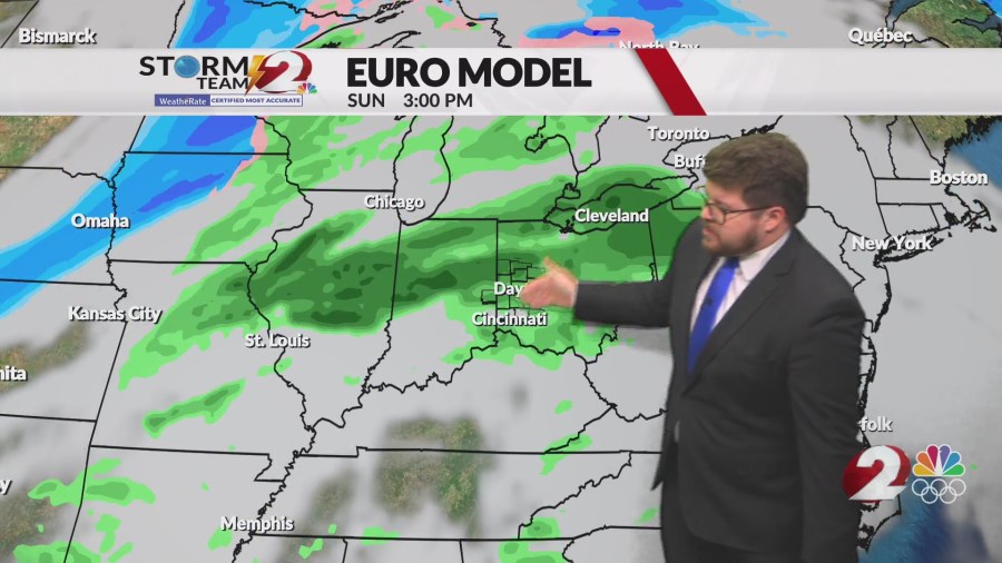 Warm with a few light showers Friday