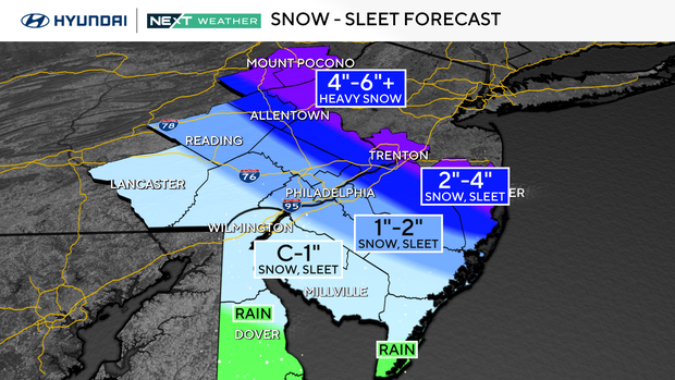 Snow, ice bring dangerous travel conditions in Philadelphia area Friday ...