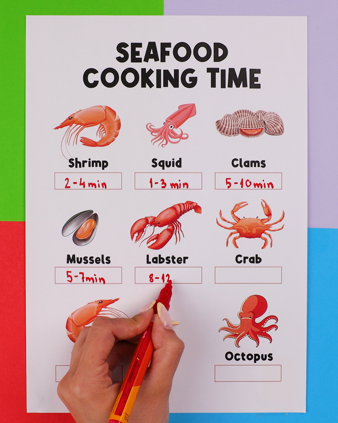 Seafood cook time guide 🐟📋