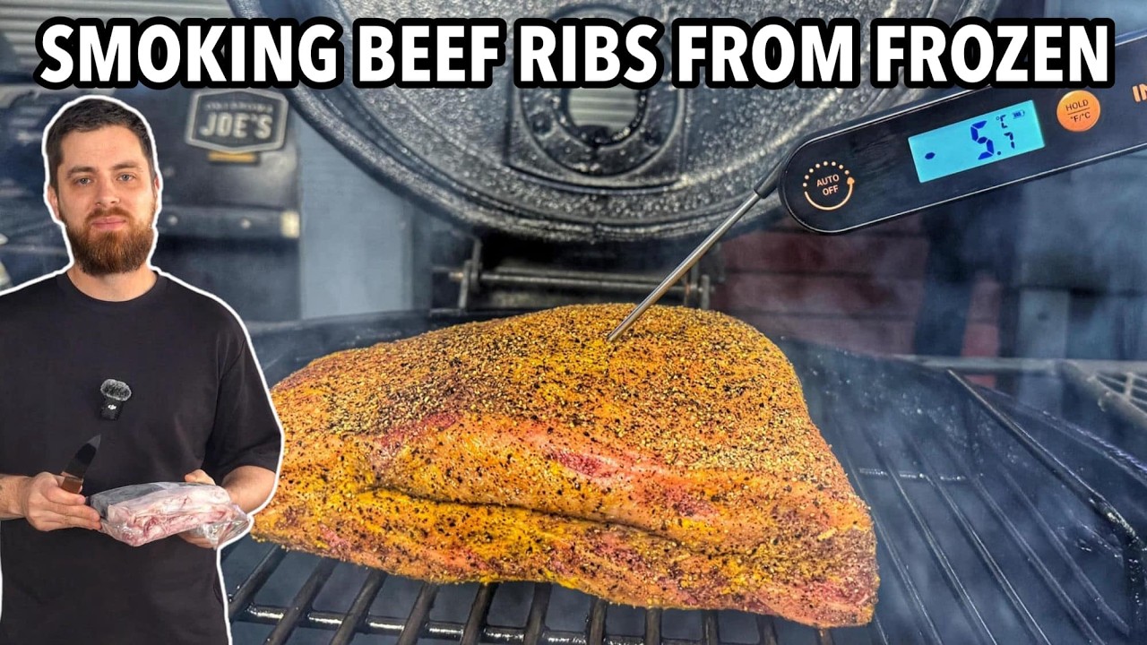 Smoking a rack of frozen beef ribs
