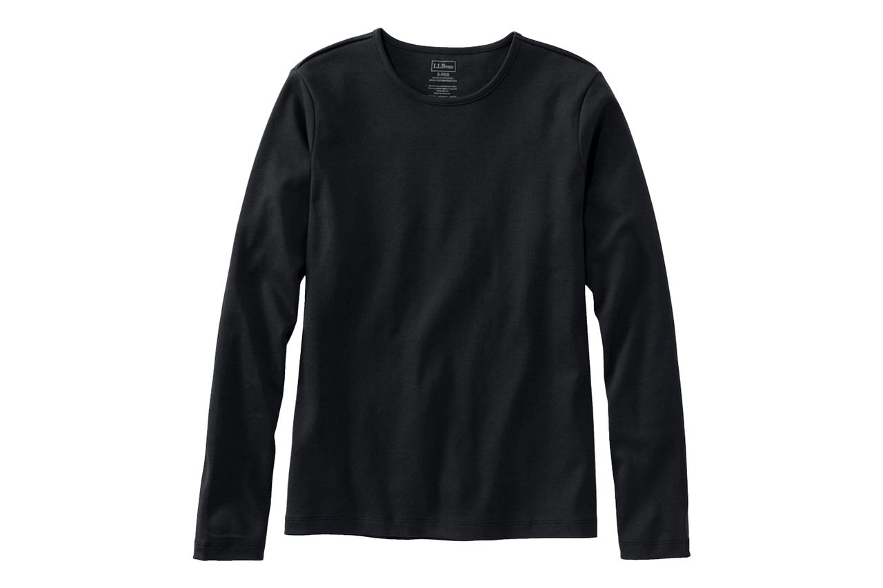 L.L Bean Women's Pima Cotton Tee, Long-Sleeve Crewneck