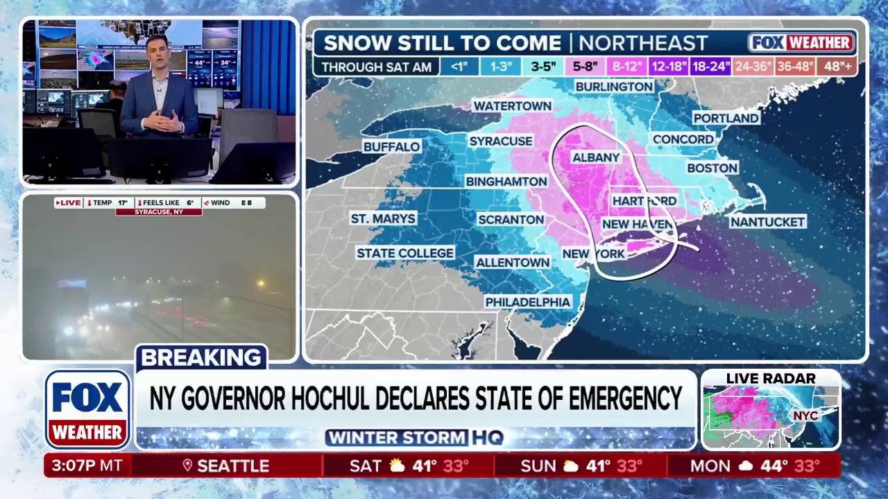 State of emergency declared in New York and New Jersey as snow begins ...