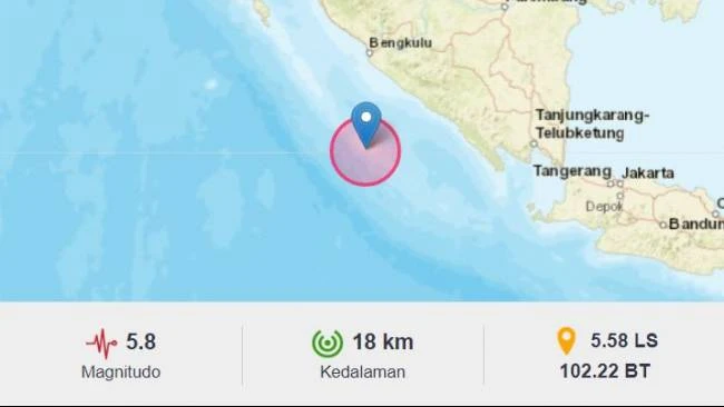 Gempa 5,8 SR Guncang Enggano Bengkulu, BMKG Peringatkan Potensi Susulan