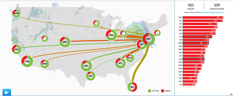 'Misery map' shows holiday travel chaos on both coasts with canceled ...