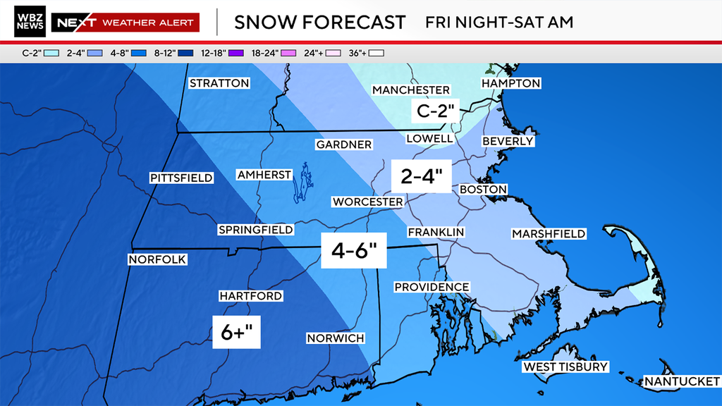 Clipper system could bring 6" of snow to parts of Massachusetts