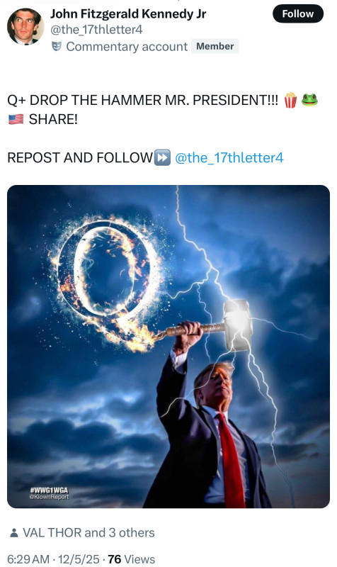 Trump boosts QAnon JFK Jr. account on Truth Social