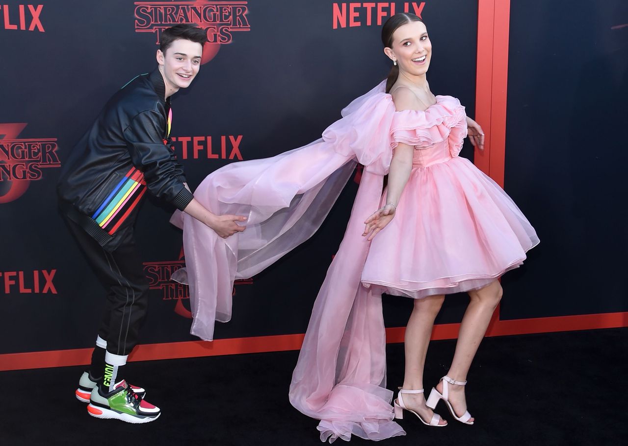 CHRIS DELMAS/AFP via Getty Images Millie Bobby Brown and Noah Schnapp at Netflix's "Stranger Things" season 3 premiere on June 28, 2019