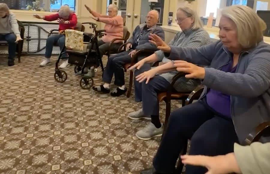 Seniors get stretched and limber with yoga training