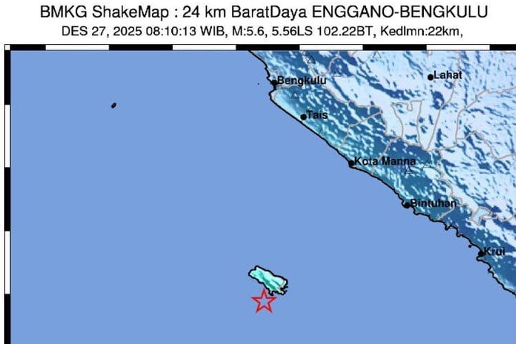 Gempa M5,6 Mengguncang Enggano Bengkulu, BMKG: Akibat Subduksi Lempeng