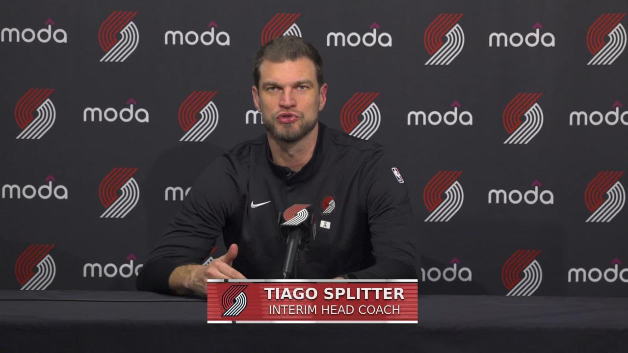 LAC 119, POR 103: Blazers coach Tiago Splitter postgame media availability