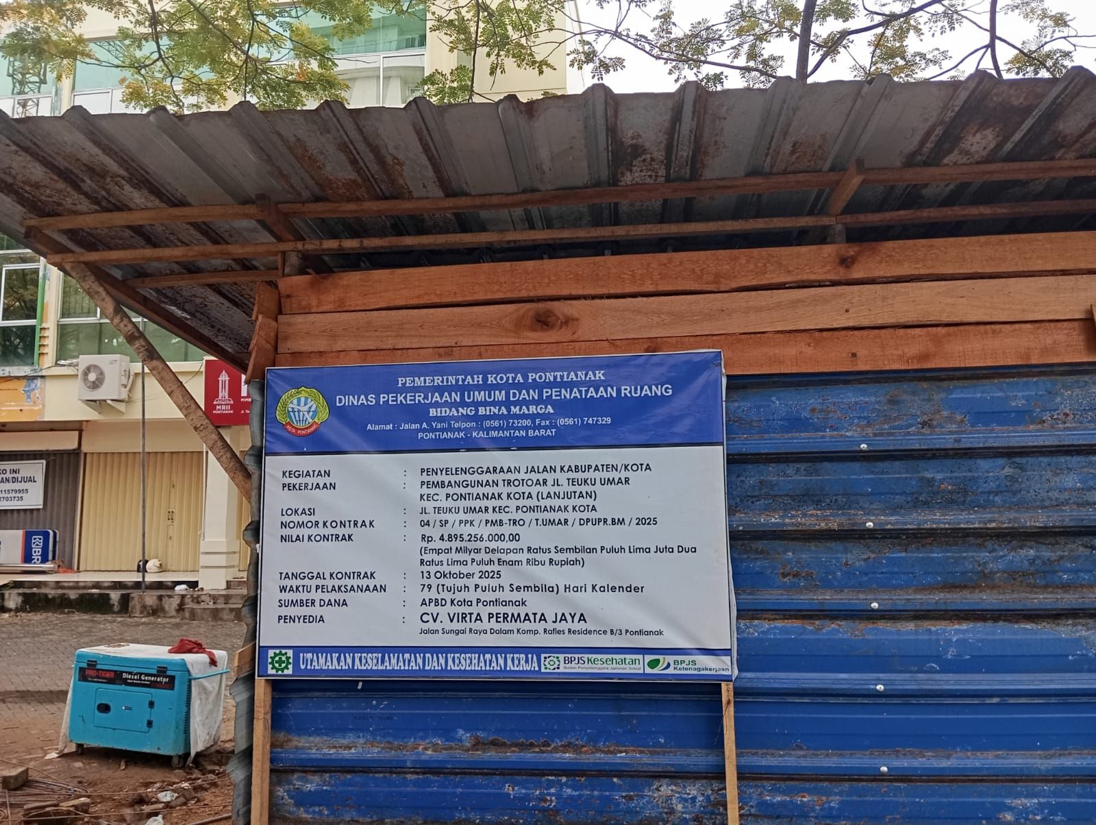 Proyek Trotoar CV Vitra Permata Jaya Tertunda, Kadis PU: Pelaksana Denda