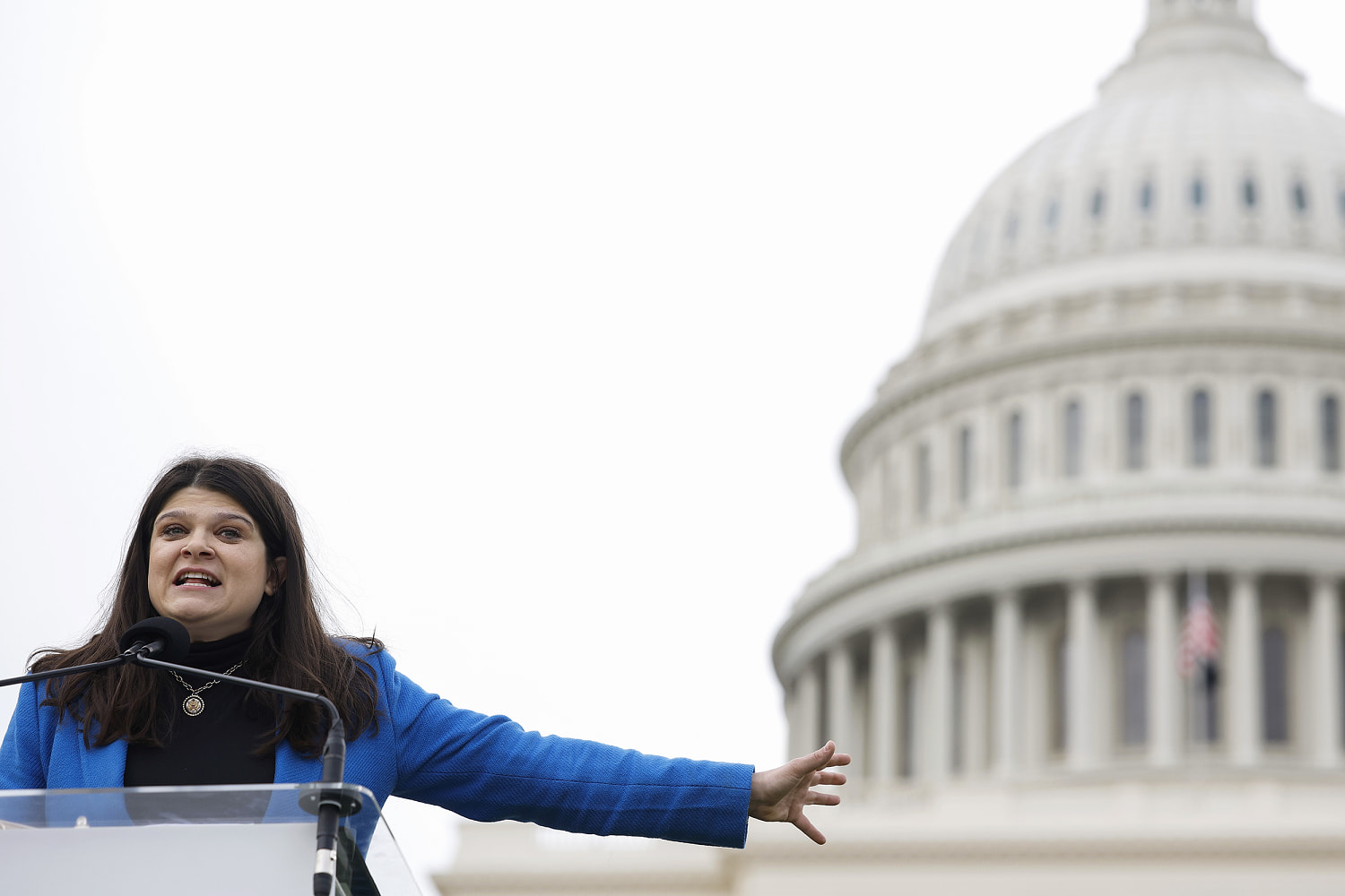 Rep. Haley Stevens outside the U.S. Capitol on May 6. (Kevin Dietsch / Getty Images)