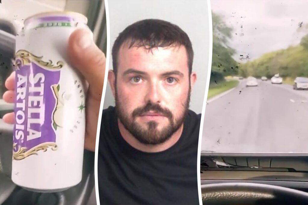 Driver filmed cracking open beer at 80mph before crash that injured two