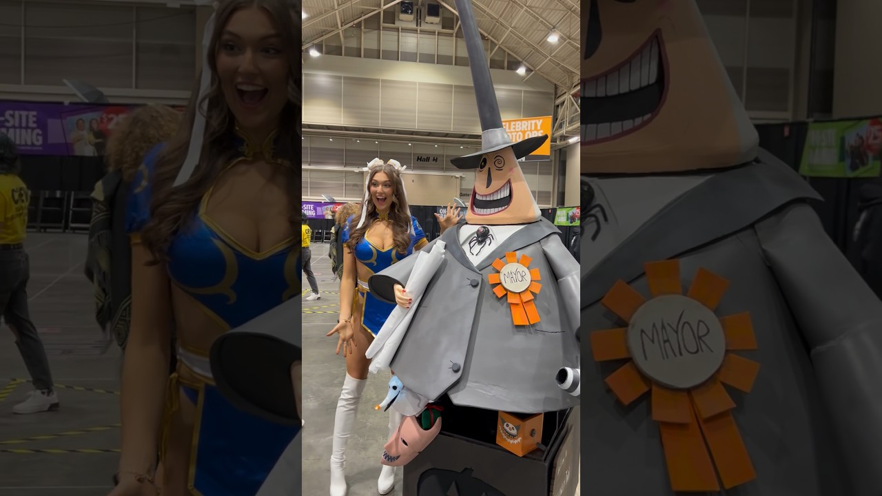 Chun-Li meets Halloween Town mayor during cosplay event