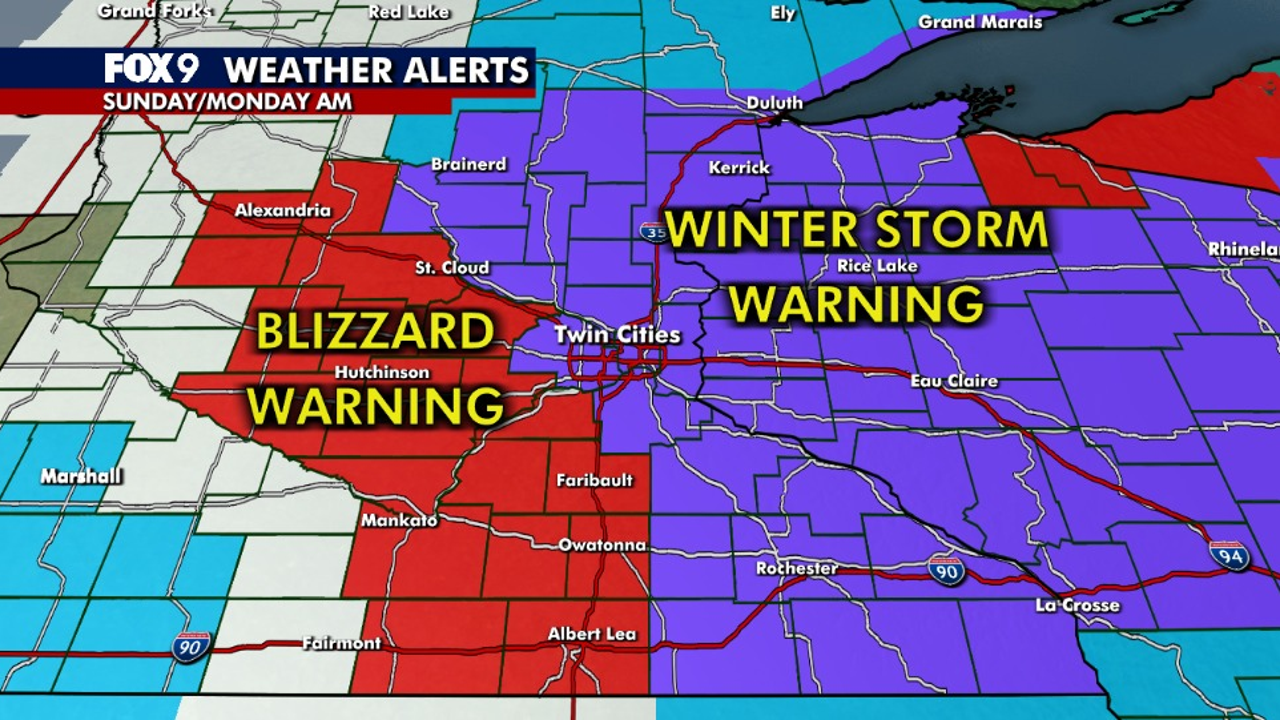 Minnesota weather: Winter storm and blizzard warnings in place for Sunday