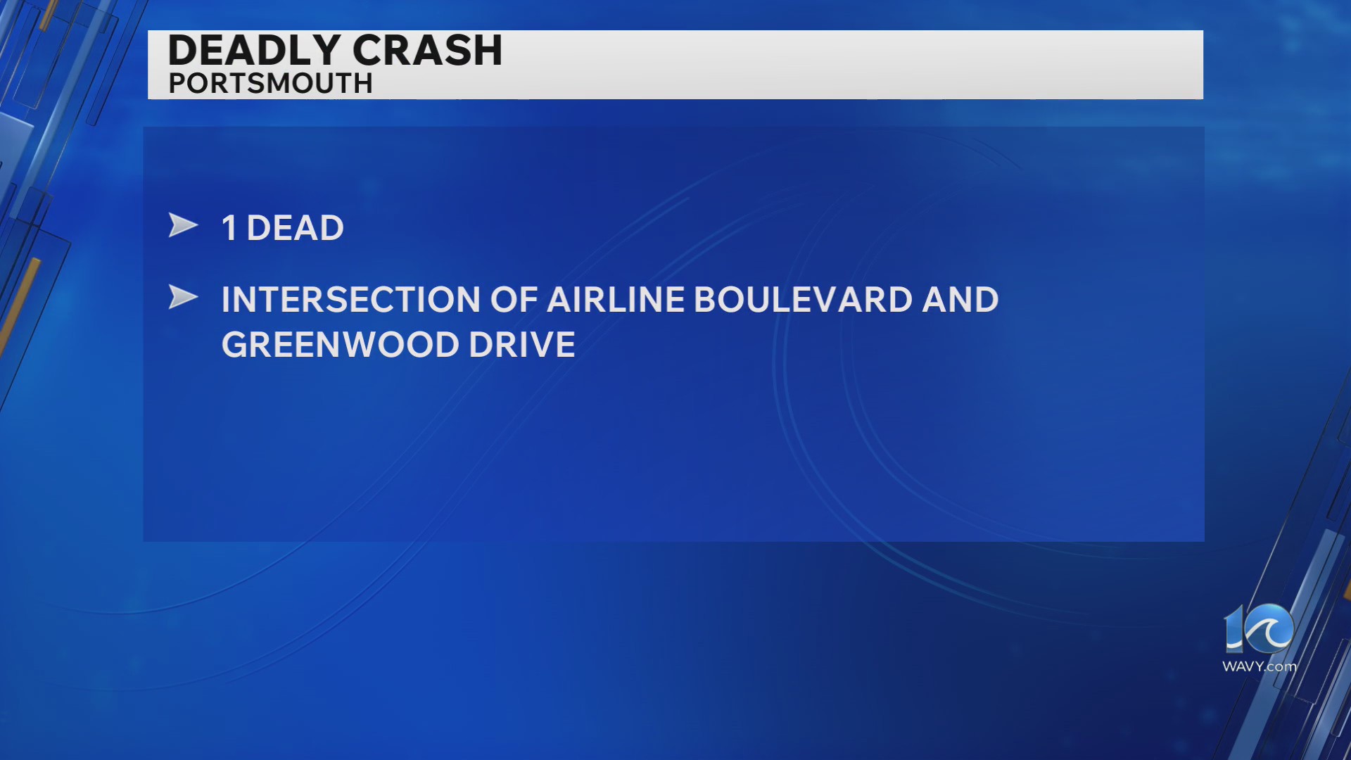 One dead after crash in the intersection of Greenwood Drive and Airline ...