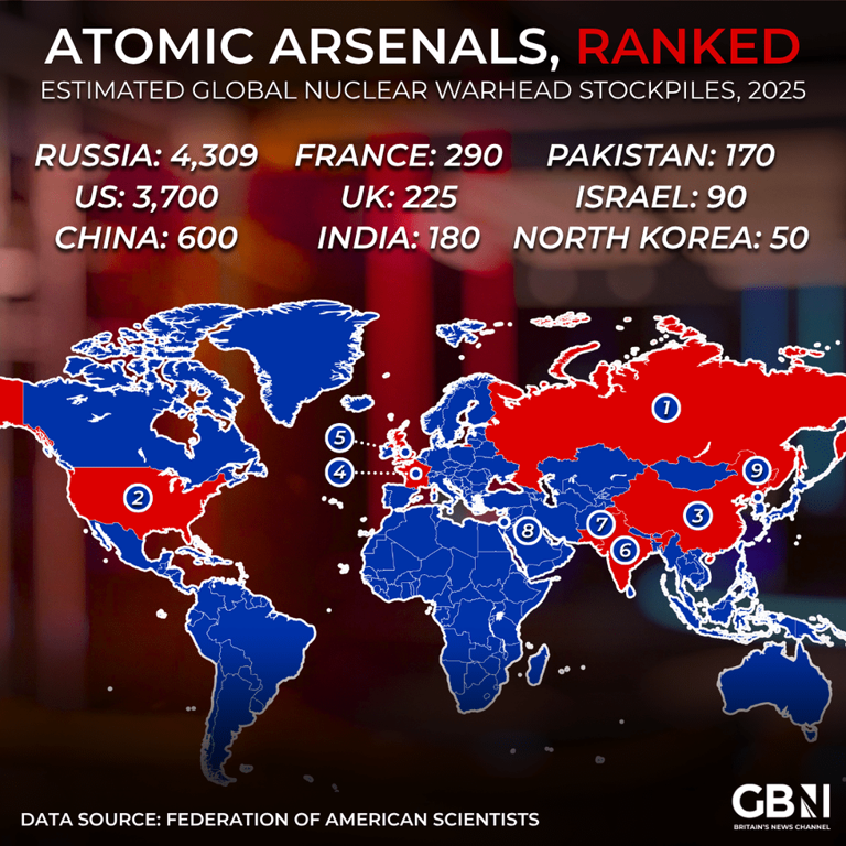 GB News infographic world map of atomic arsenals | Source: GB NEWS
