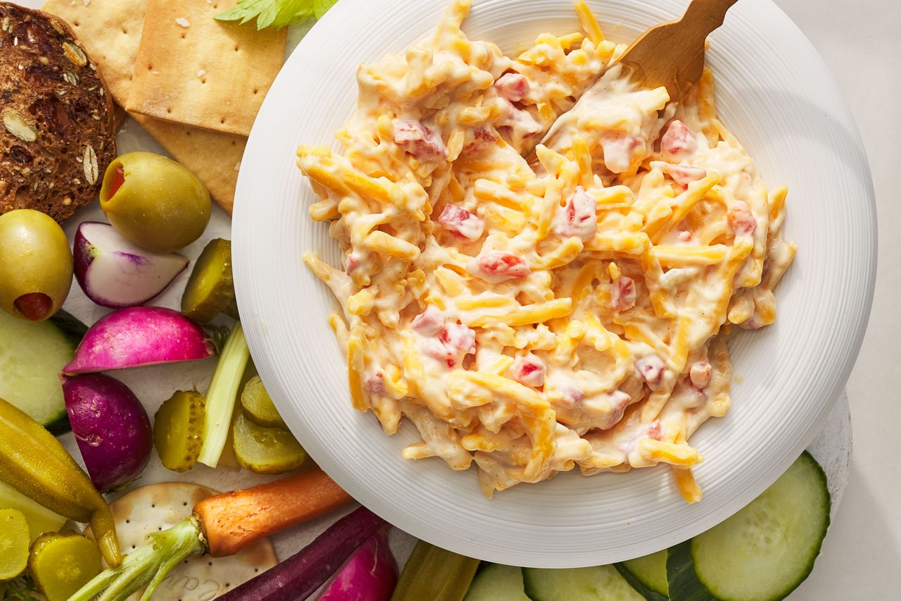 Southern Living Basic Pimento Cheese in a bowl to serve with crackers and vegetables