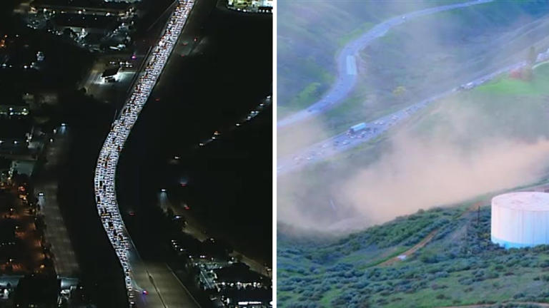 Natural gas leak causes major disruption on 5 Freeway in Castaic