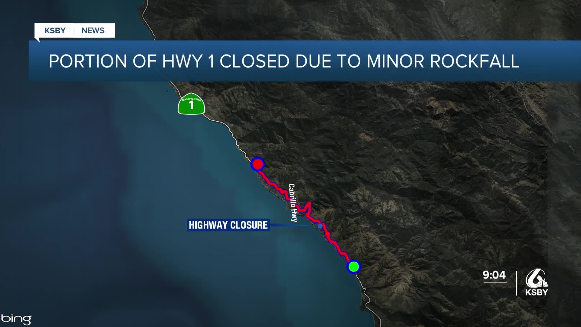 Highway 1 closed north of Ragged Point due to flooding and rockfall