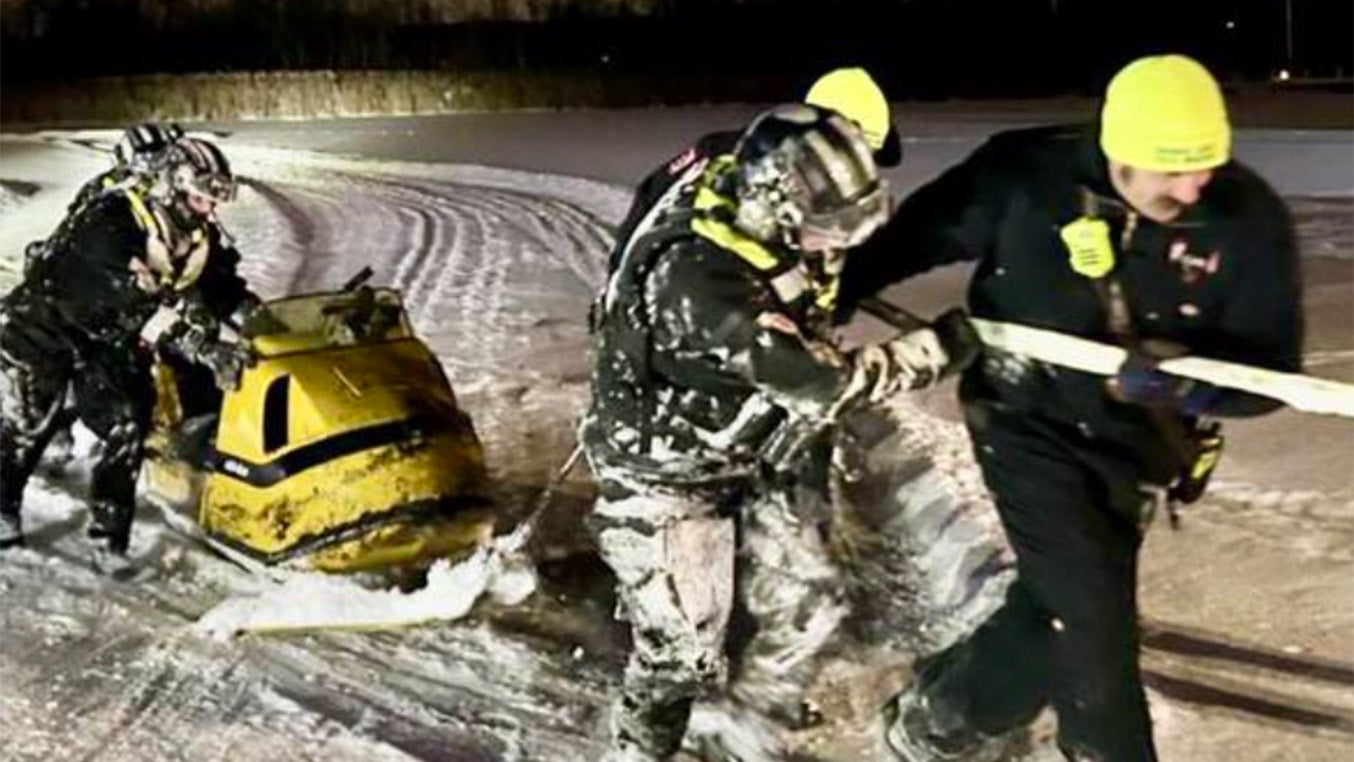 Ice safety alert: Snowmobile operator pulled from frozen lake after ice ...