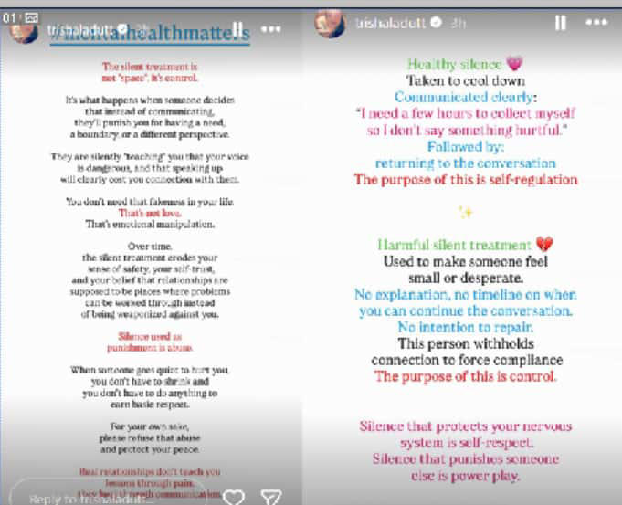 Sanjay Dutt’s Daughter Trishala Dutt Shares Cryptic Note On 'Emotional Manipulation': 'Silence Used As Punishment Is Abuse'