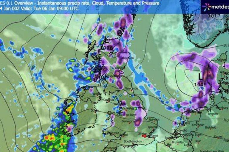 Met Office issues full list of 12 UK areas to get snow by Tuesday