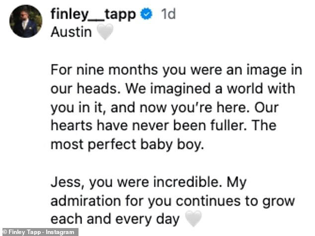 Love Island winner Finley Tapp is a dad! TV star welcomes 'perfect ...