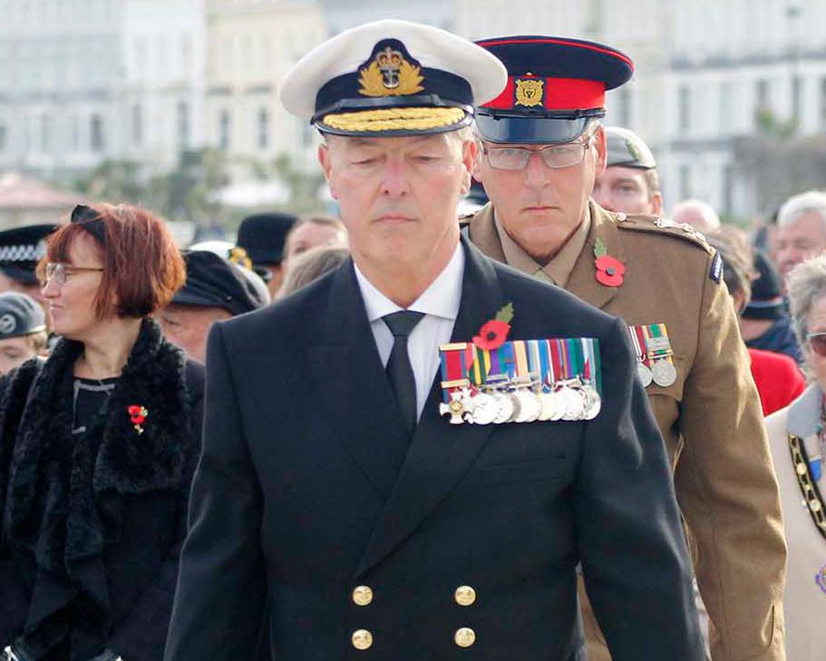 Jonathan Carley, 65, at the Remembrance Sunday wreath-laying event in Llandudno, north Wales, last year. Photograph: Tony Mottram/Llandudno Town Council/BNPS