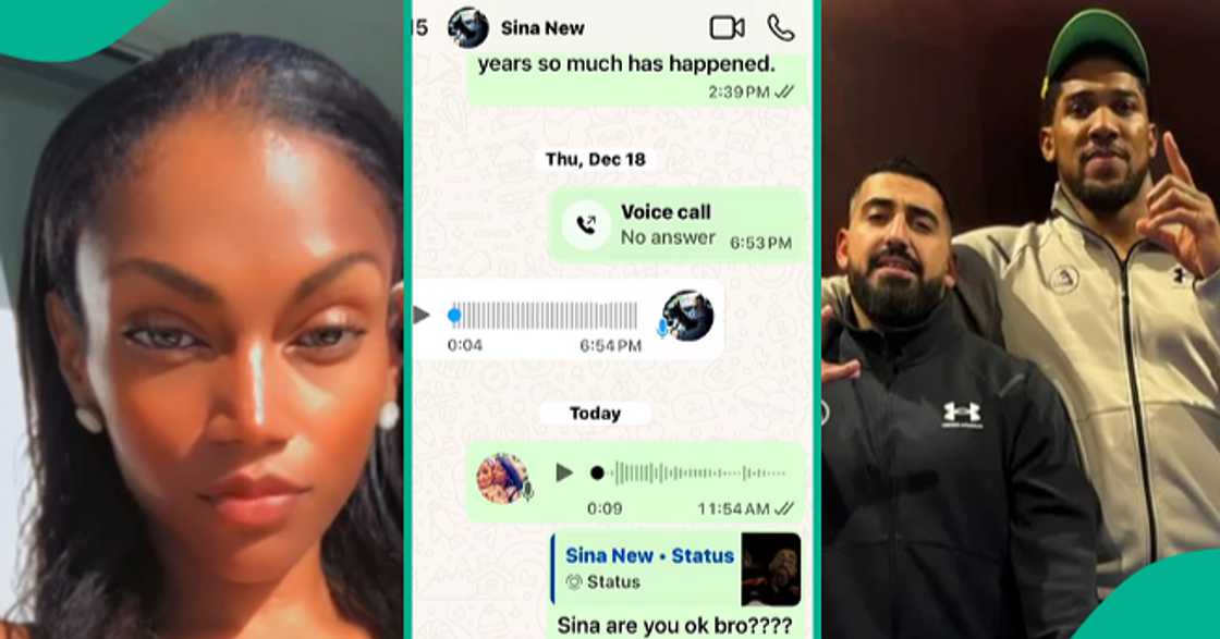 Lady posts chat with Anthony Joshua's close friend Sina 12 days before ...