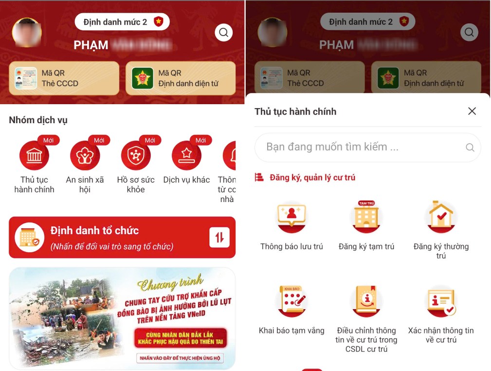 Thủ tục hành chính có thể được thực hiện trực tuyến qua VNeID