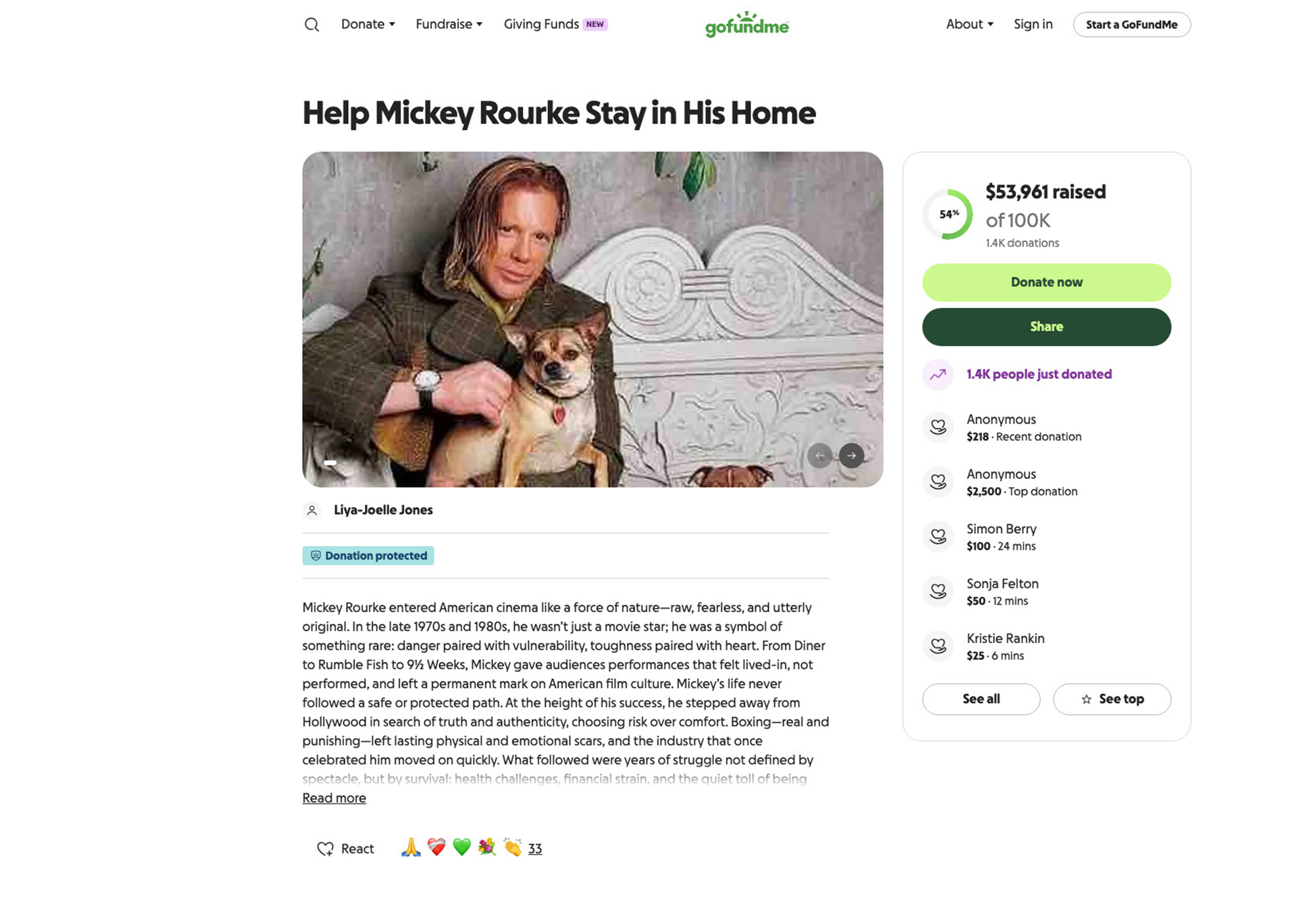 Mickey Rourke raising money to avoid eviction after falling behind $60K ...