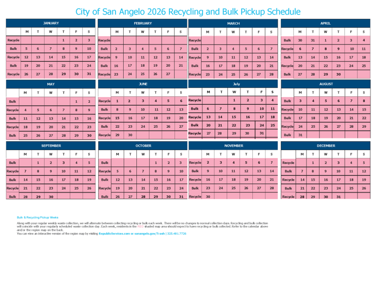 City releases 2026 recycling, bulk pickup calendars: What to know