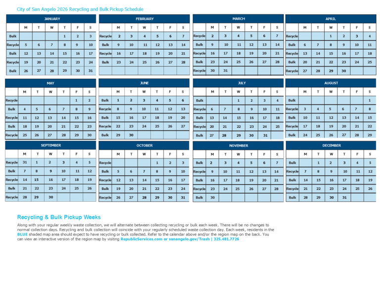 City releases 2026 recycling, bulk pickup calendars: What to know
