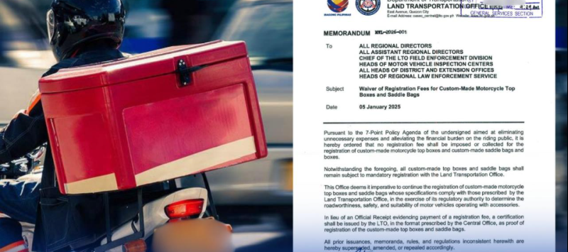 LTO: Walang P100 Fee sa Custom Motorcycle Boxes, Bags - pananalapi news from GMA Network