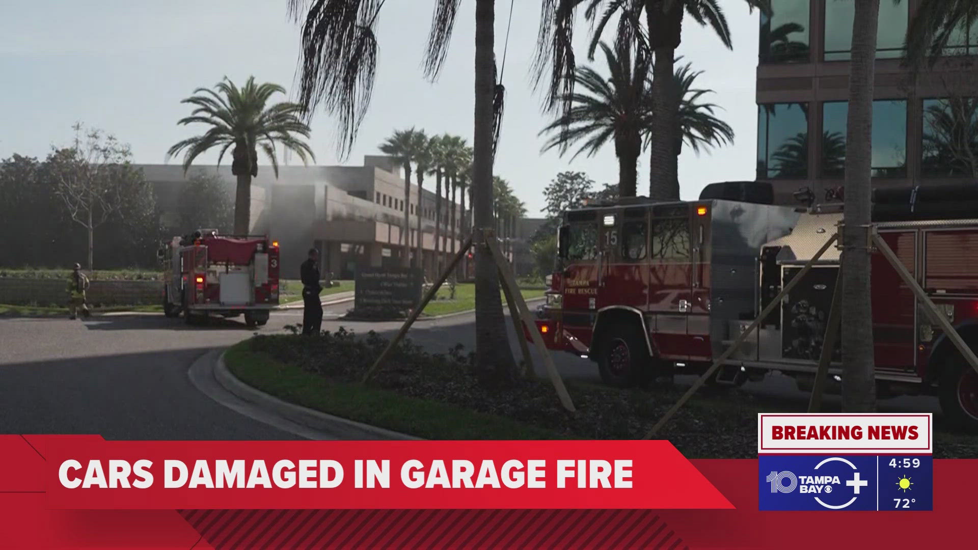 Multiple cars catch fire near Grand Hyatt hotel parking garage in Tampa