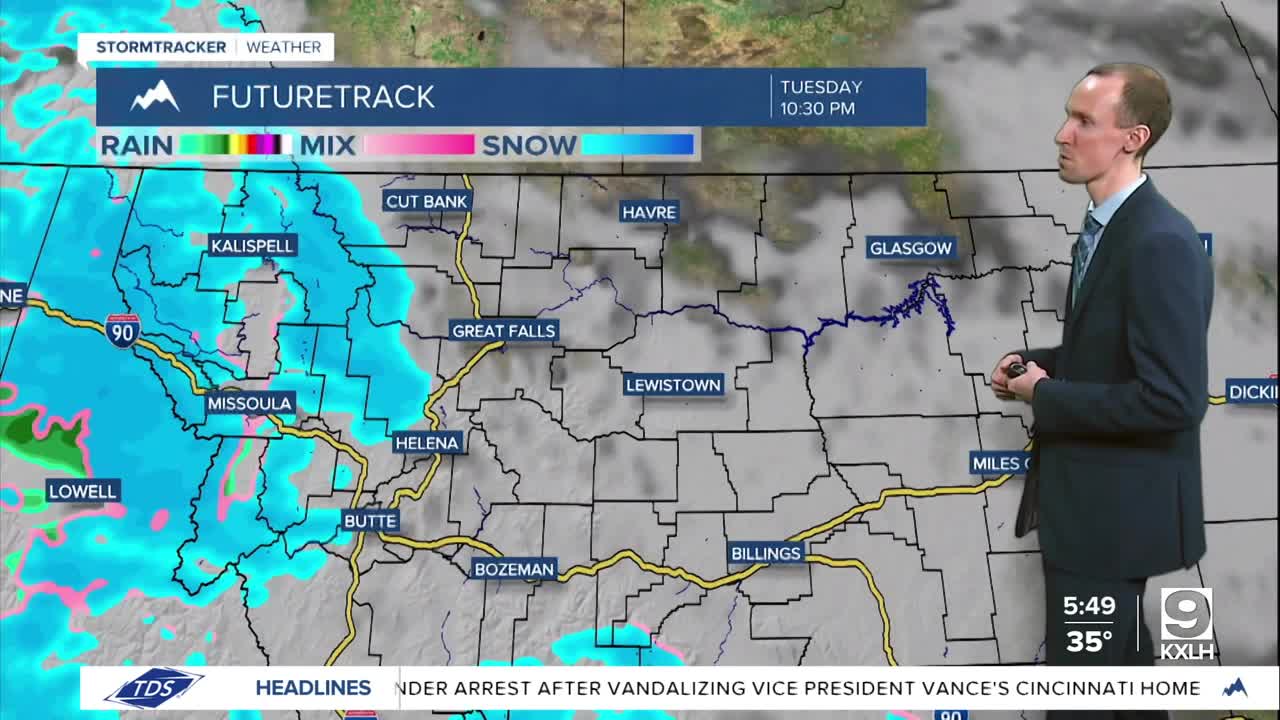 Scattered snow showers and gusty to strong winds