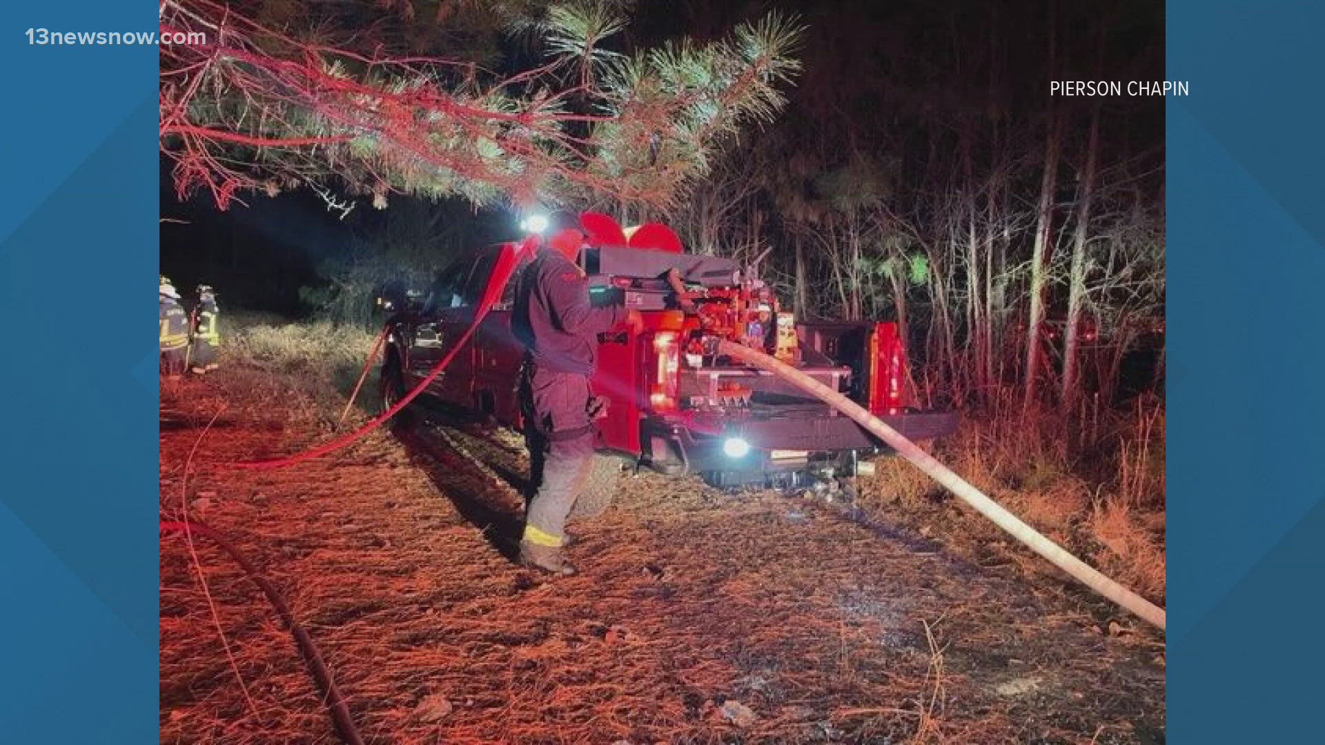 Suffolk fire crews extinguish brush fire
