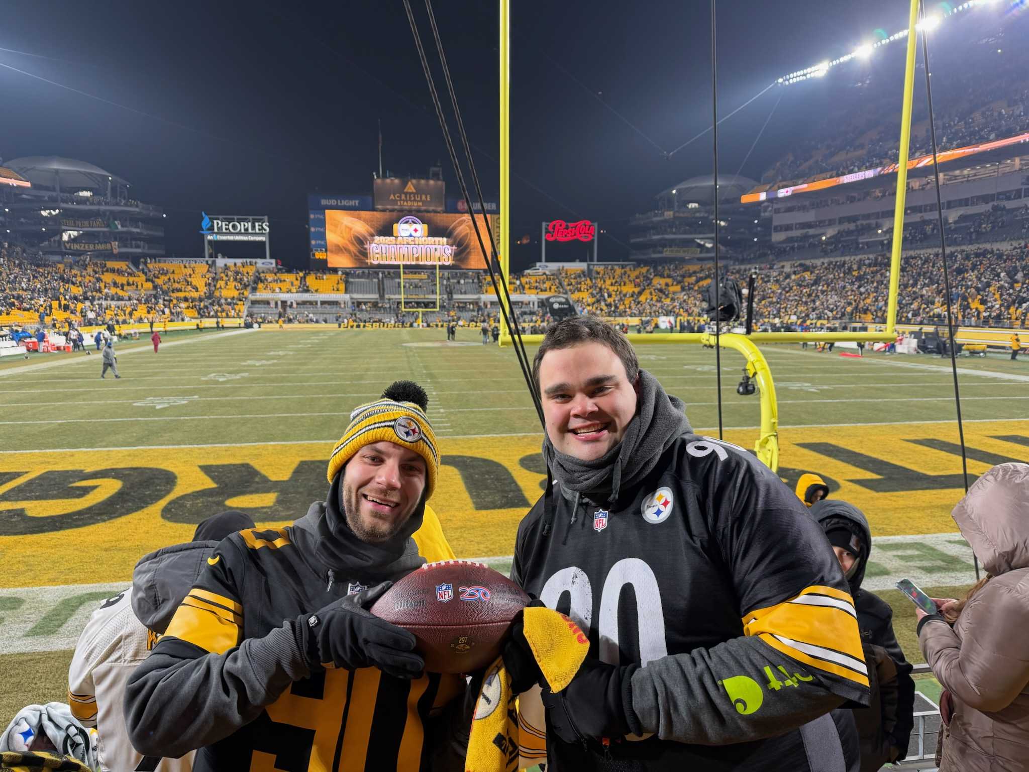 Local teacher catches historic missed field goal ball at Steelers game<br>