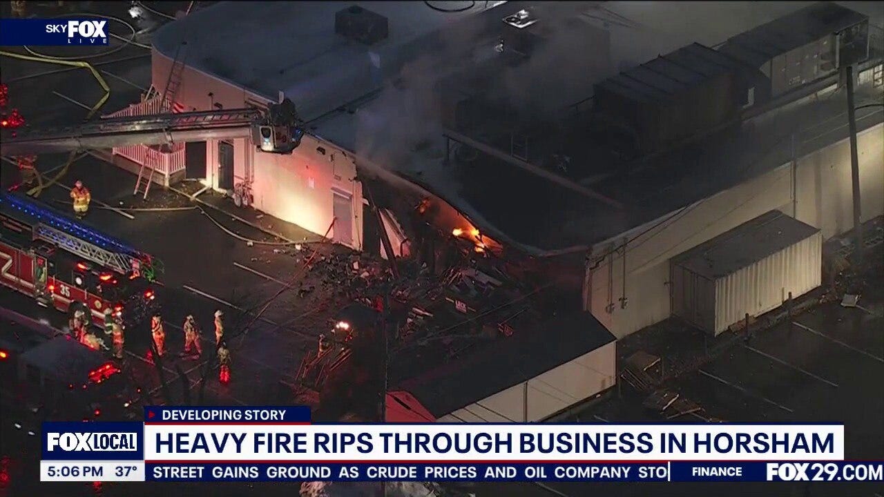 Heavy fire rips through business in Horsham