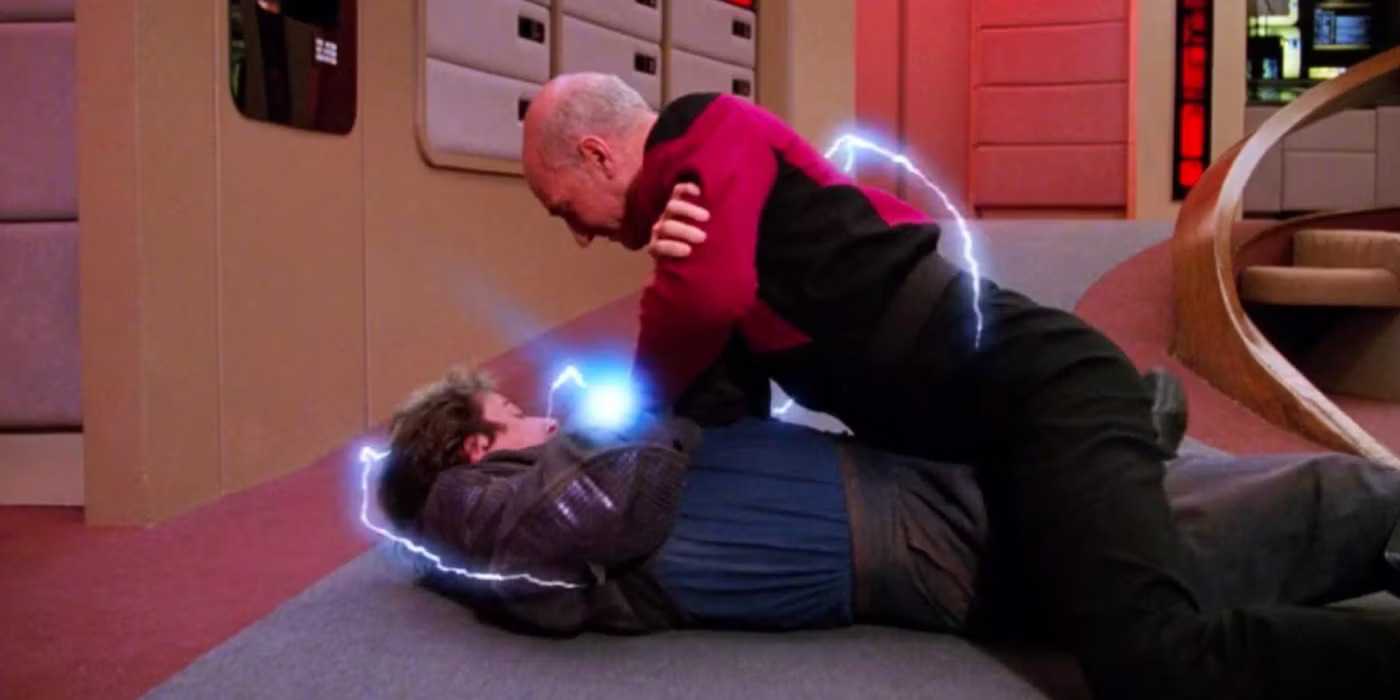Captain Picard in The High Ground Episode of Star Trek The Next Generation