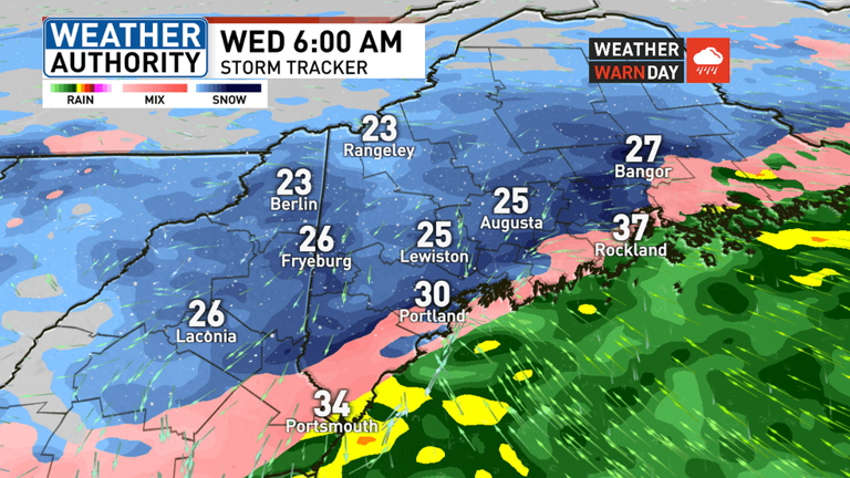 Snow, freezing rain impacts travel in Maine on Wednesday