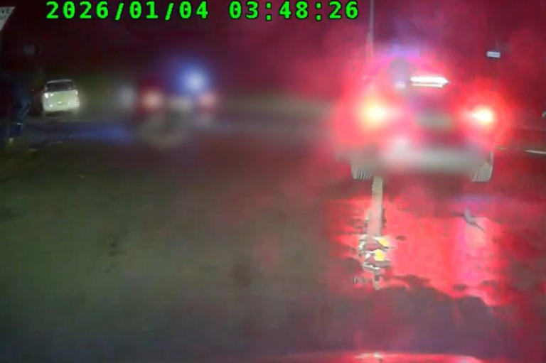 Dramatic moment suspects jump from boxed-in car after high-speed chase